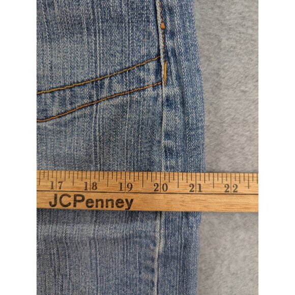 Zana Di Jeans Skirt Size 16 Blue Whiskers Flap Pockets Mini Pencile - Picture 6 of 13